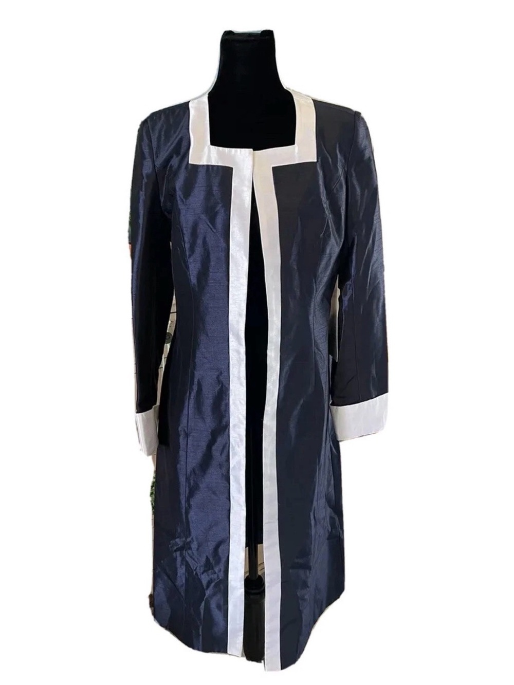 NWT Ashro Duster Jacket Long Formal Cuffed Sleeve Blue Church Clothes Wedding 6